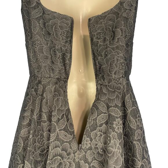 La Femme 27476 Classy Allover Lace Organza Gown with Romper Shorts Gray Size 0 - Picture 9 of 11